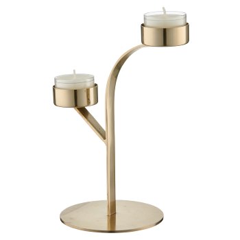 Edelstahl Teelichthalter 2er, 13x10x19cm, champagner