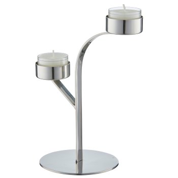 Edelstahl Teelichthalter 2er, 13x10x19cm, silber