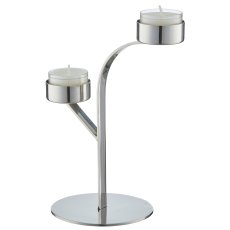 Edelstahl Teelichthalter 2er, 13x10x19cm, silber