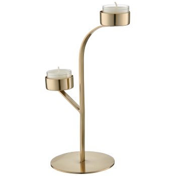 Edelstahl Teelichthalter 2er, 13x10x24cm, champagner