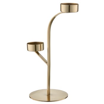 Edelstahl Teelichthalter 2er, 13x10x24cm, champagner