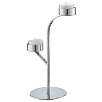 Edelstahl Teelichthalter 2er, 13x10x24cm, silber