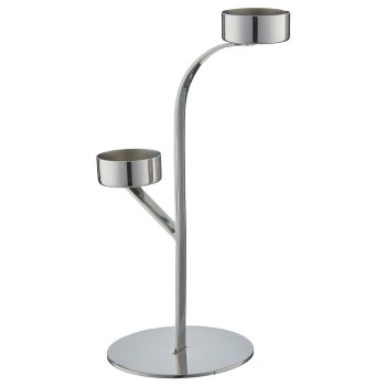 Edelstahl Teelichthalter 2er, 13x10x24cm, silber