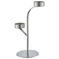 Edelstahl Teelichthalter 2er, 13x10x24cm, silber