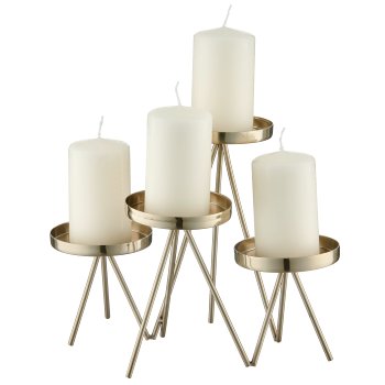 Stainless steel tealight holder 4pcs, 21x26x20cm, champagne