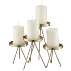 Stainless steel tealight holder 4pcs, 21x26x20cm, champagne