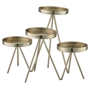 Stainless steel tealight holder 4pcs, 21x26x20cm, champagne