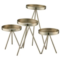 Edelstahl Teelichthalter 4er, 21x26x20cm, champagner