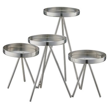 Edelstahl Teelichthalter 4er, 21x26x20cm, silber