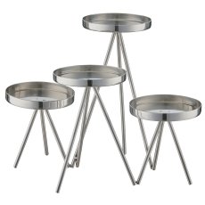 Edelstahl Teelichthalter 4er, 21x26x20cm, silber