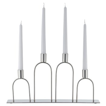 Stainless steel tealight holder, row of 4, 44x4x23cm, silver
