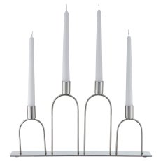 Stainless steel tealight holder, row of 4, 44x4x23cm, silver