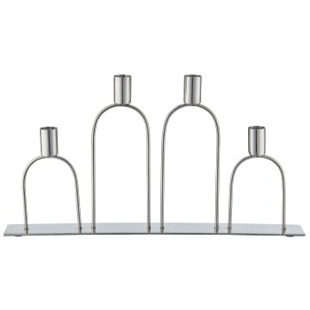 Stainless steel tealight holder, row of 4, 44x4x23cm, silver