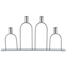 Stainless steel tealight holder, row of 4, 44x4x23cm, silver