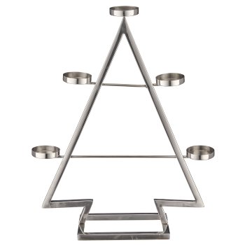 Aluminium Baum für Teelichtgläser 5er, 11,5x37,5x46cm, silber