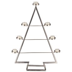 Aluminium tree for tea light jars 7pcs, 11.5x45x61cm, silver