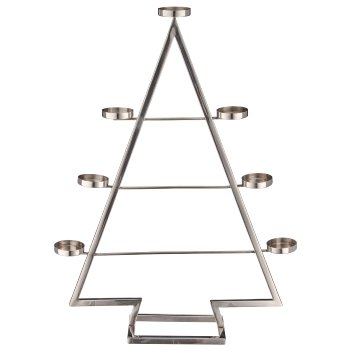 Aluminium tree for tea light jars 7pcs, 11.5x45x61cm, silver