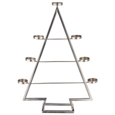 Aluminium tree for tea light jars 7pcs, 11.5x45x61cm, silver