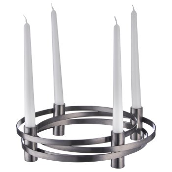 Aluminium wreath with 4 candle holder, coiled, 32x32x8cm, anthracite
