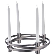 Aluminium wreath with 4 candle holder, coiled, 32x32x8cm, anthracite