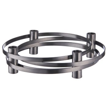 Aluminium wreath with 4 candle holder, coiled, 32x32x8cm, anthracite