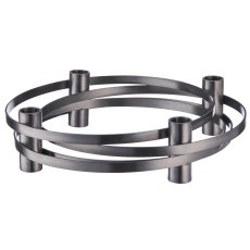 Aluminium wreath with 4 candle holder, coiled, 32x32x8cm, anthracite
