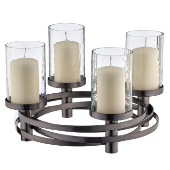 Aluminium wreath with 4 tealight holder, coiled, 35x35x21cm, anthracite