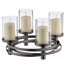 Aluminium wreath with 4 tealight holder, coiled, 35x35x21cm, anthracite