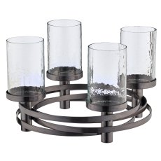 Aluminium wreath with 4 tealight holder, coiled, 35x35x21cm, anthracite