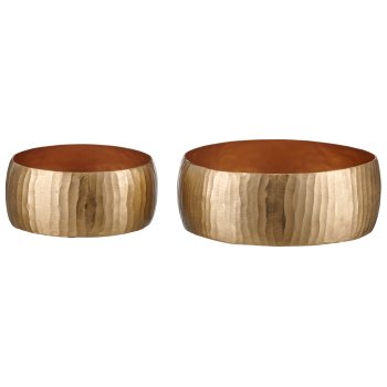 Edelstahl Schale mit Gravur, 2er Set, 26x26x11/35x35x12cm, champagner