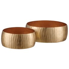 Edelstahl Schale mit Gravur, 2er Set, 26x26x11/35x35x12cm, champagner