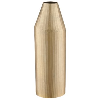 Stainless steel bottle vase with engraving, 15x15x46cm, champagne