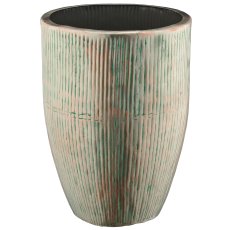 Metallvase, gerillt, 24x24x32cm, jade