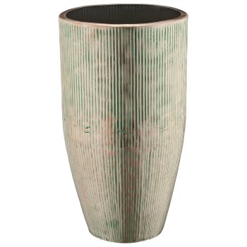 Metallvase, gerillt, 25x25x45cm, jade