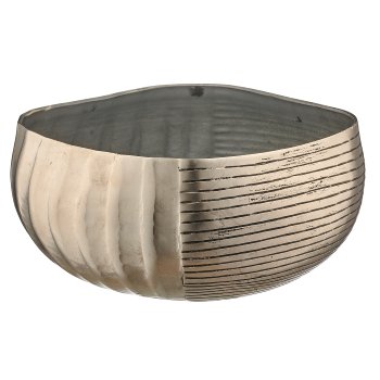 Aluminium Schale, gewellt/gerillt, 3er Set, 20x20x10/26x26x13/33x33x16cm,