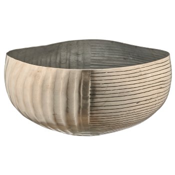 Aluminium Schale, gewellt/gerillt, 3er Set, 20x20x10/26x26x13/33x33x16cm,