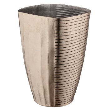 Aluminium Vase, gewellt/gerillt, 2er Set, 16x16x26/21x21x36cm, silber