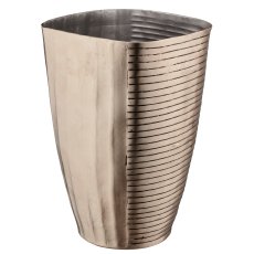 Aluminium Vase, gewellt/gerillt, 2er Set, 16x16x26/21x21x36cm, silber
