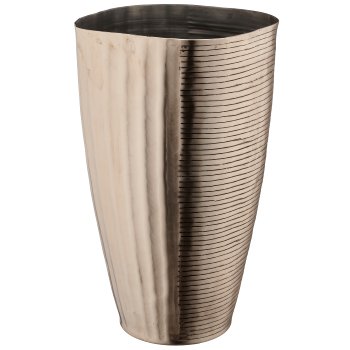 Aluminium Vase, gewellt/gerillt, 2er Set, 16x16x26/21x21x36cm, silber