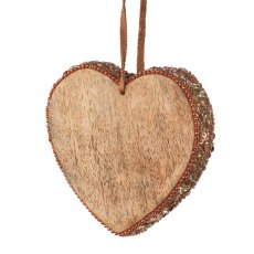 Wood Heart Pendant Jewelery, 10x10x2cm, Rose Gold