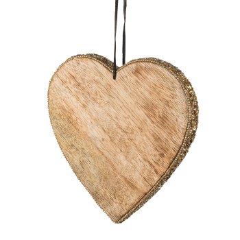 Wood Heart Pendant Jewelery, 15x15x2,5cm, Gold