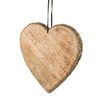 Wood Heart Pendant Jewelery, 20x20x2,5cm, Gold