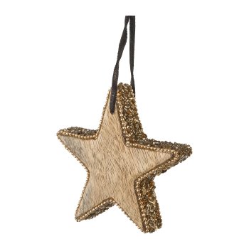 Wood Star Pendant Jewelery, 10x10x2cm, Gold