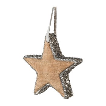 Wood Star Pendant Jewelery, 10x10x2cm, Silver