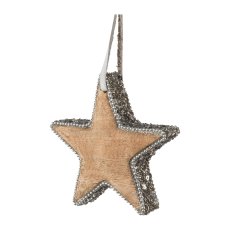 Wood Star Pendant Jewelery, 10x10x2cm, Silver