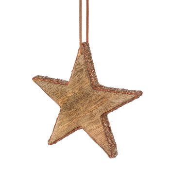 Wood Star Pendant Jewelery, 15x15x2,5cm, Rose Gold