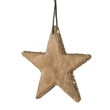 Wood Star Pendant Jewelery, 20x20x2,5cm, Gold