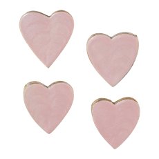 Holz Herz Tischstreu ENAMEL, 5cm, rosa, 6/Box