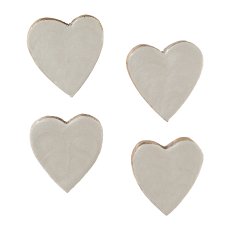 Wood Heart Table Litter Enamel, 5cm, Cream, 6/Box