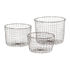 Aluminium Wire Basket Round set of 3, 36x36x28cm, Anthracite